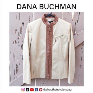 Dana Buchman Bomber Jacket Faux Leather Trim